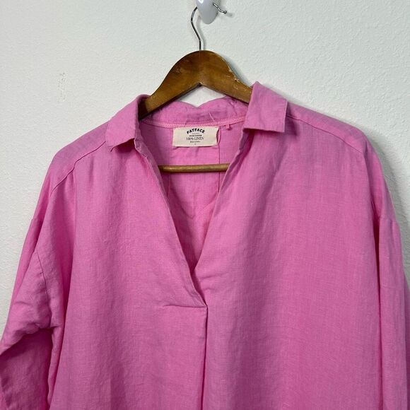 Fat Face Womens Saunton 100% Linen Pink Oversized Tunic Long Sleeve Top Size 12 - Picture 2 of 14